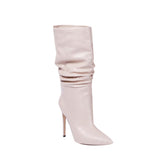 Stiletto Heel Leather Slouchy Ankle Boots